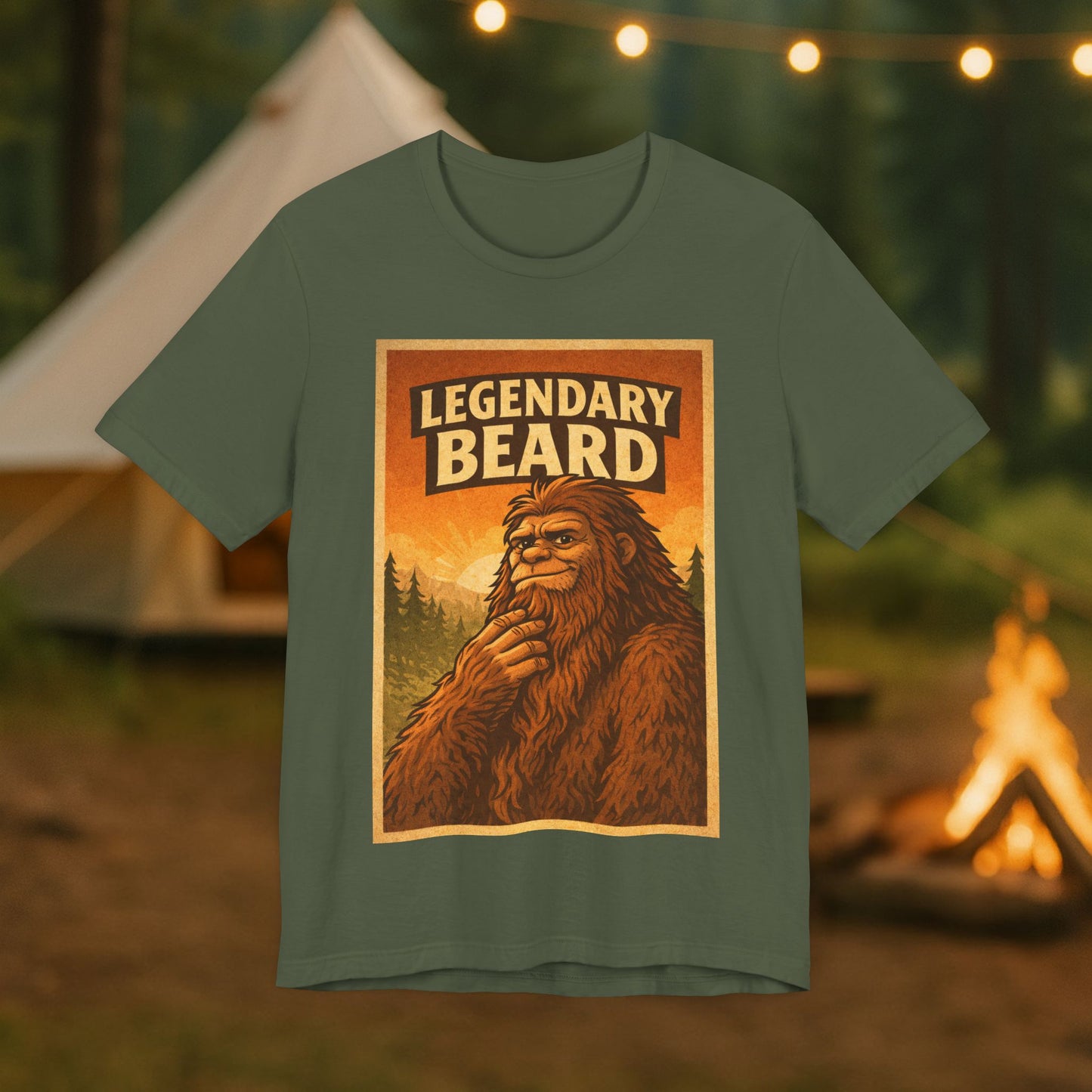 Legendary Beard T-Shirt — Vintage Sasquatch Camping Graphic Tee