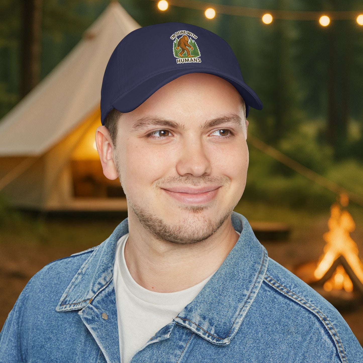 Low Profile Cap — "I'm Done With Humans" Sasquatch Hat