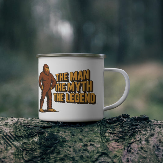 The Man, The Myth, The Legend Bigfoot Enamel Camping Mug