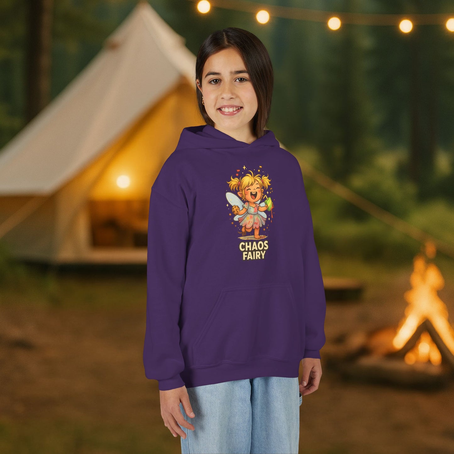 Chaos Fairy Youth Hoodie — Cute Mischief Fairy Kids Sweatshirt