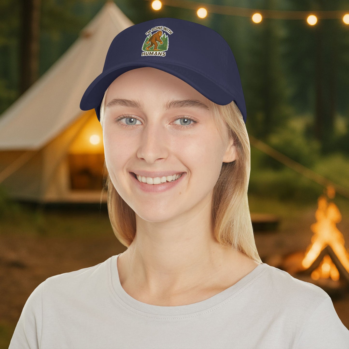 Low Profile Cap — "I'm Done With Humans" Sasquatch Hat