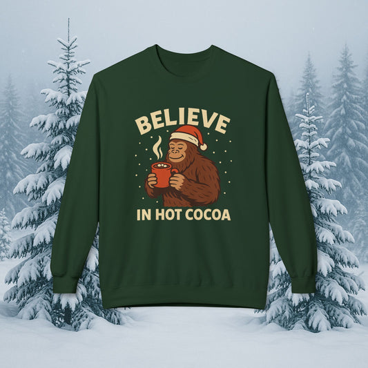 Believe in Hot Cocoa Sweatshirt — Cute Monkey Holiday Crewneck