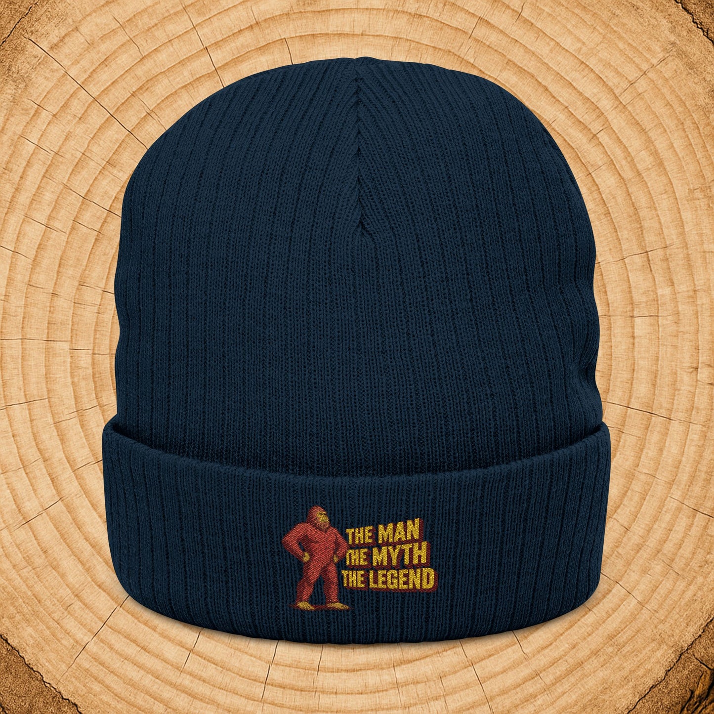 Embroidered 'The Man The Myth The Legend' Ribbed Knit Beanie