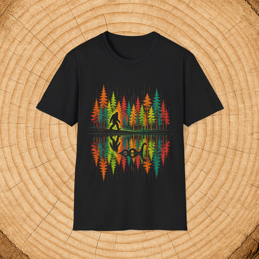 Bigfoot & Nessie Forest Lake Nature T-Shirt