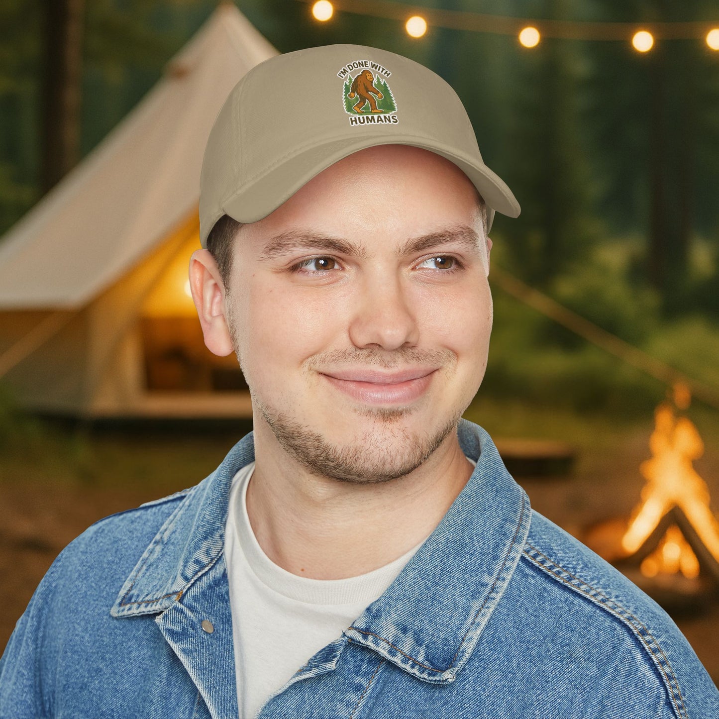Low Profile Cap — "I'm Done With Humans" Sasquatch Hat