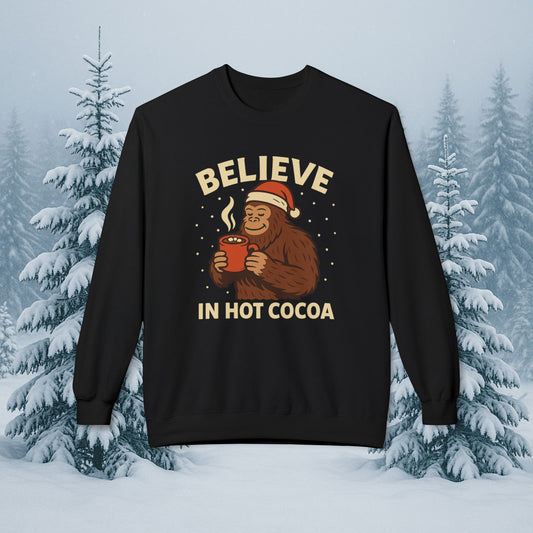 Believe in Hot Cocoa Sweatshirt — Cute Monkey Holiday Crewneck