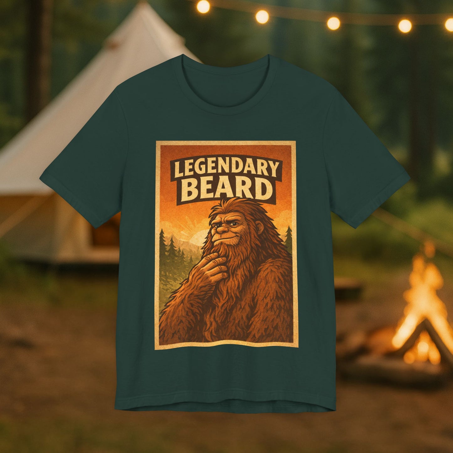 Legendary Beard T-Shirt — Vintage Sasquatch Camping Graphic Tee