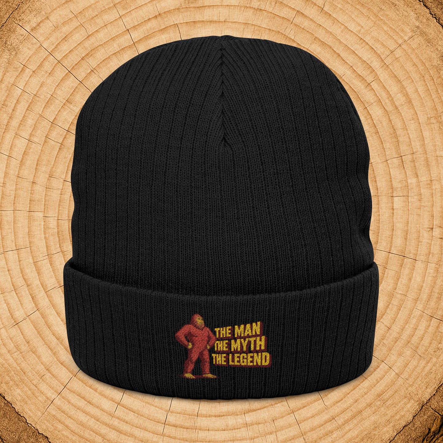 Embroidered 'The Man The Myth The Legend' Ribbed Knit Beanie