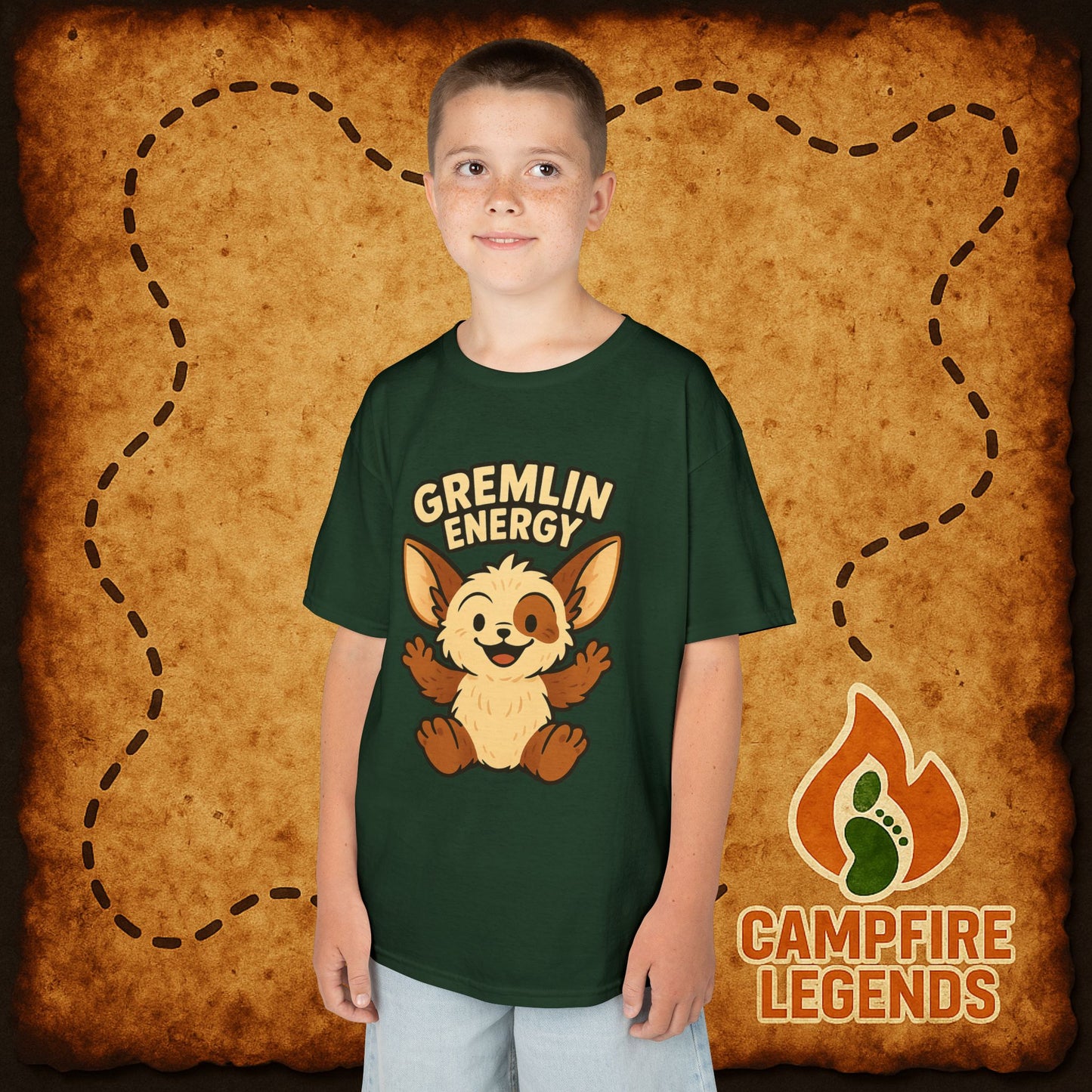 Kids T-Shirt — "Gremlin Energy" Cute Cartoon Creature Tee