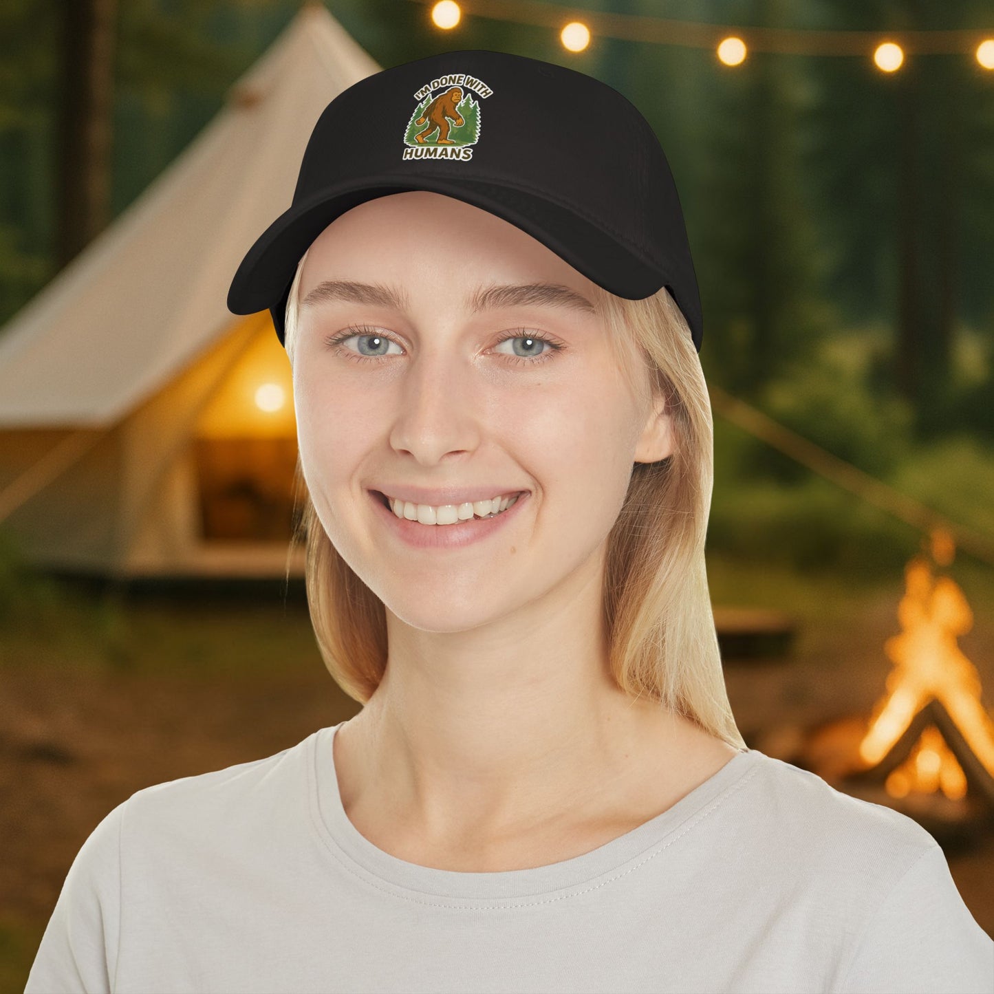 Low Profile Cap — "I'm Done With Humans" Sasquatch Hat