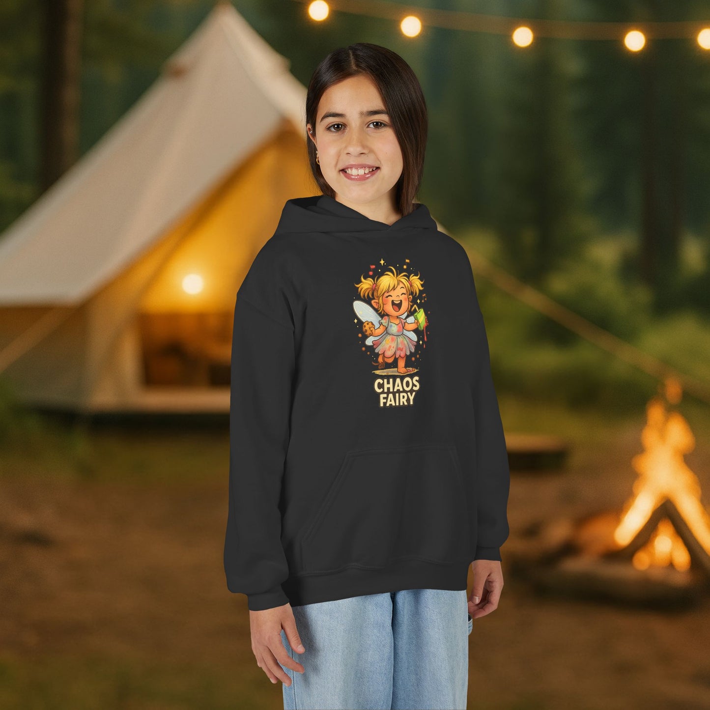 Chaos Fairy Youth Hoodie — Cute Mischief Fairy Kids Sweatshirt