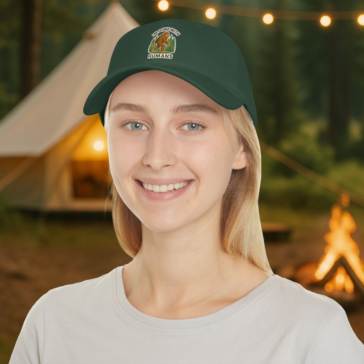 Low Profile Cap — "I'm Done With Humans" Sasquatch Hat