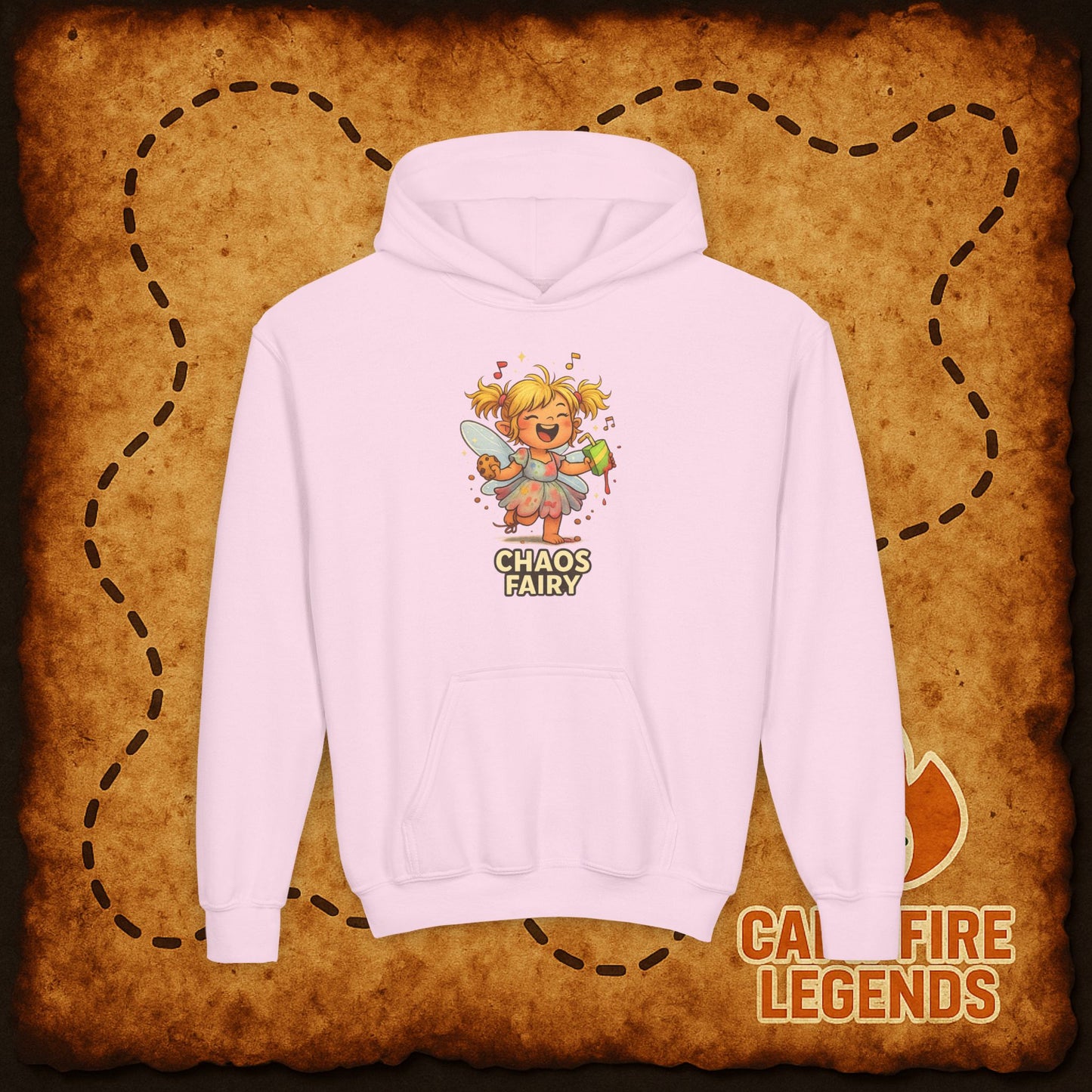 Chaos Fairy Youth Hoodie — Cute Mischief Fairy Kids Sweatshirt