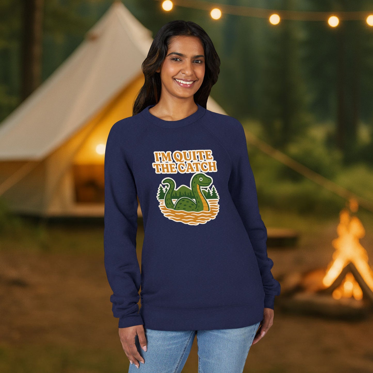 I'm Quite the Catch Lake Monster Raglan Sweatshirt – Ultra-Comfy Premium Fleece