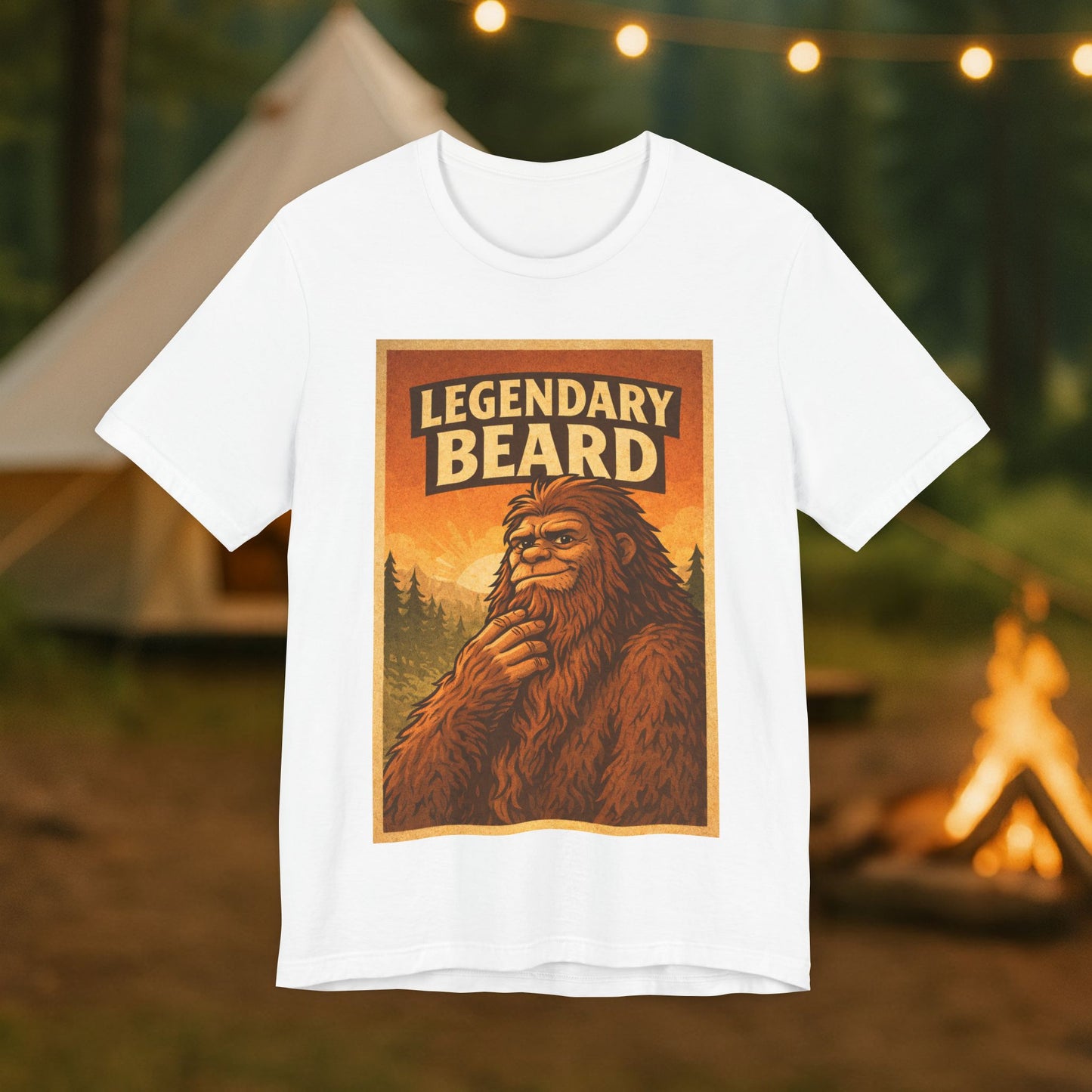 Legendary Beard T-Shirt — Vintage Sasquatch Camping Graphic Tee