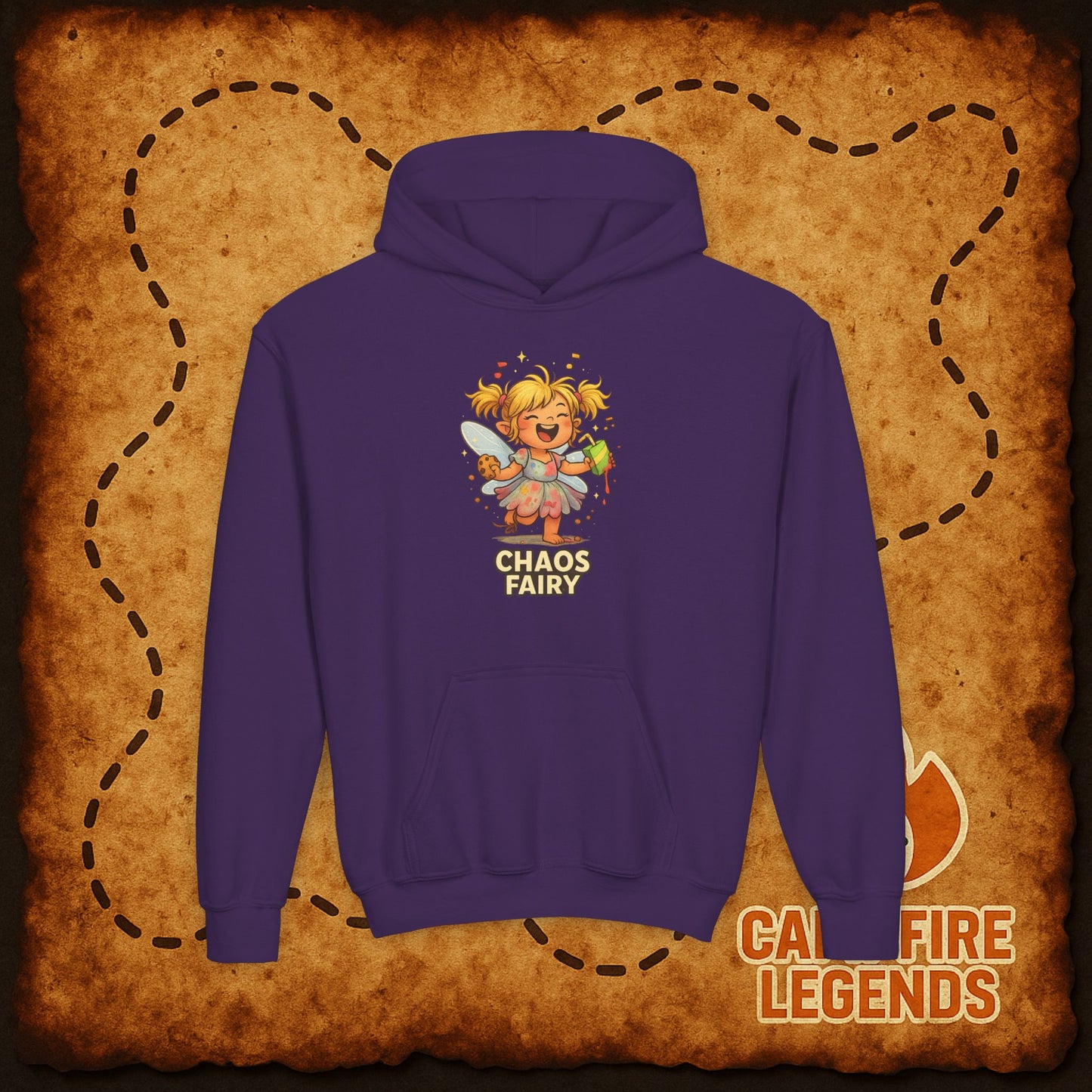 Chaos Fairy Youth Hoodie — Cute Mischief Fairy Kids Sweatshirt