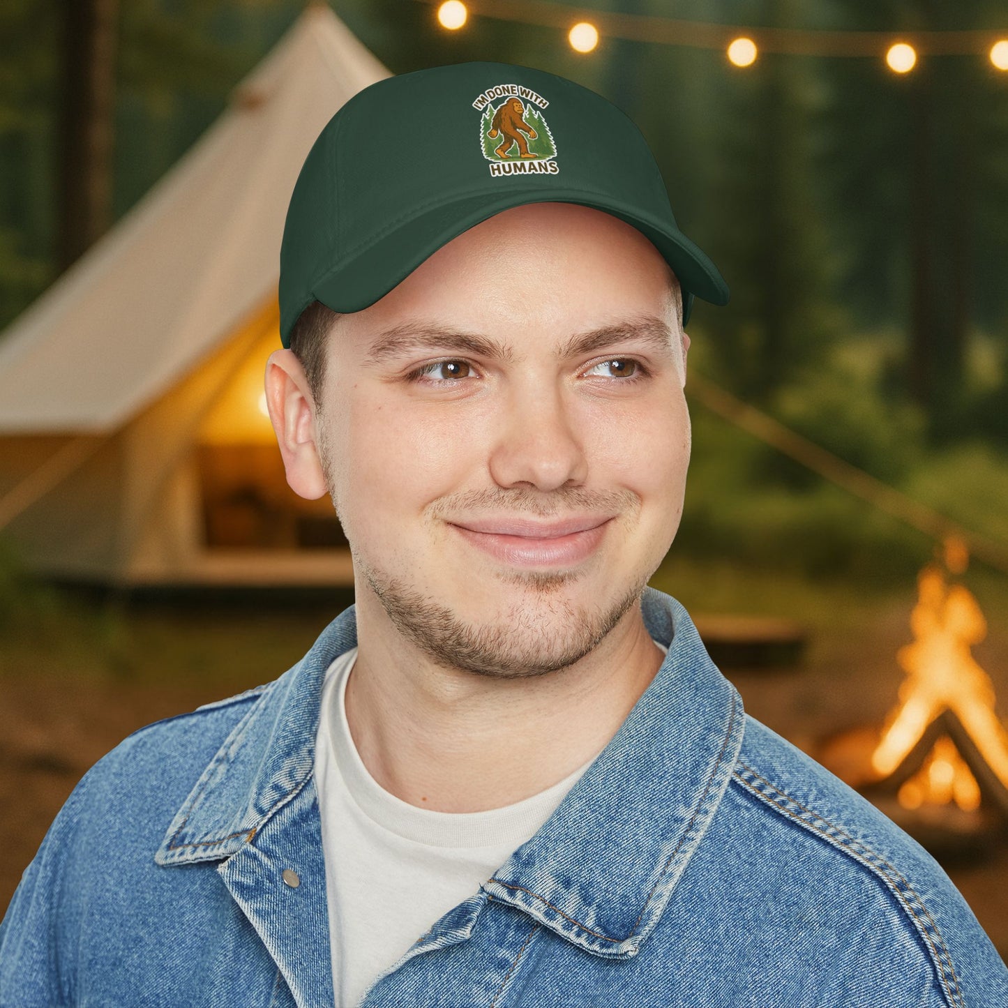 Low Profile Cap — "I'm Done With Humans" Sasquatch Hat