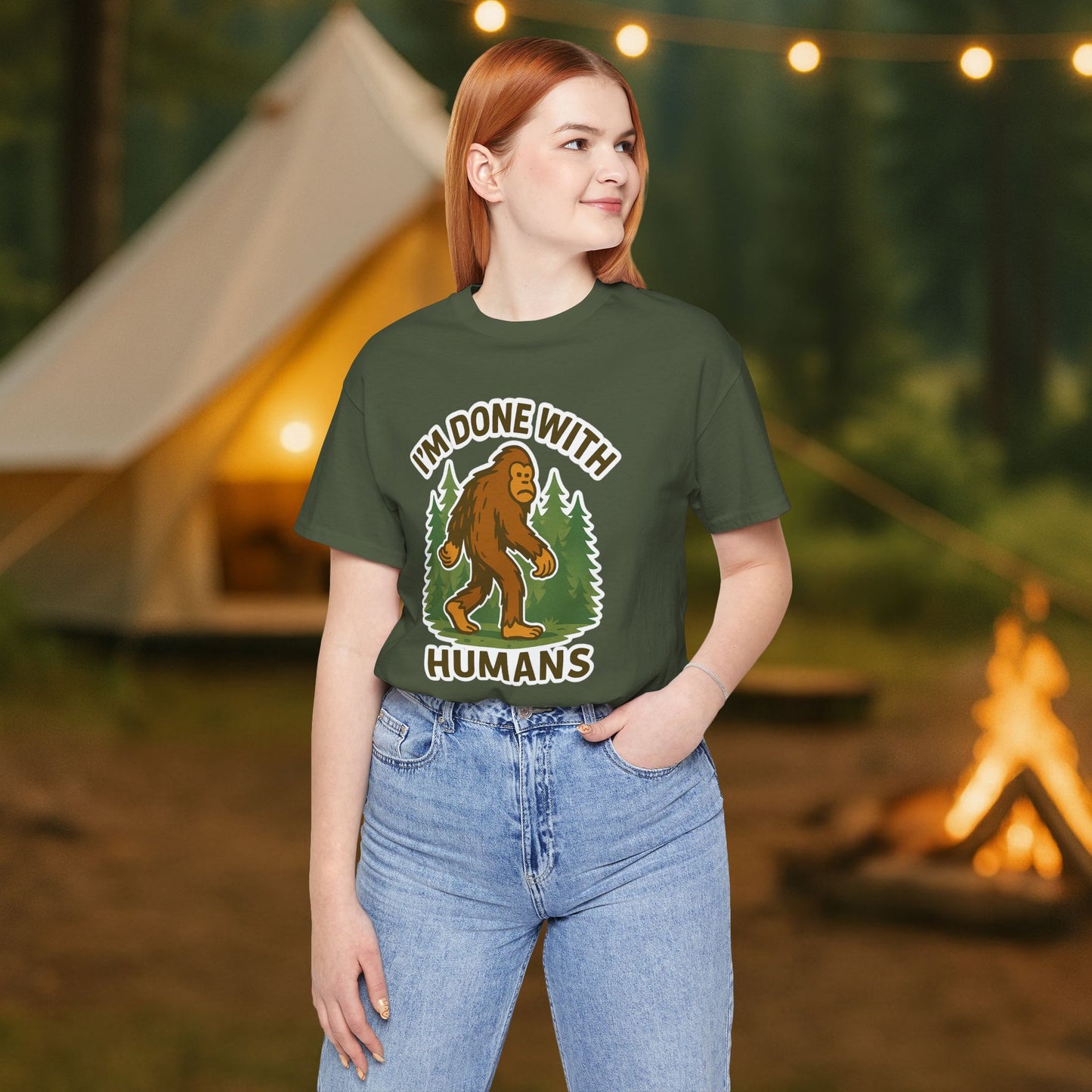 I'm Done With Humans Bigfoot T-Shirt — Funny Sasquatch Graphic Tee for Nature Lovers