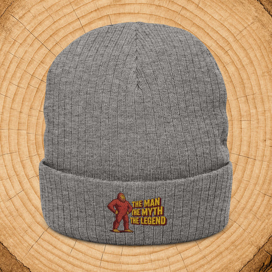Embroidered 'The Man The Myth The Legend' Ribbed Knit Beanie