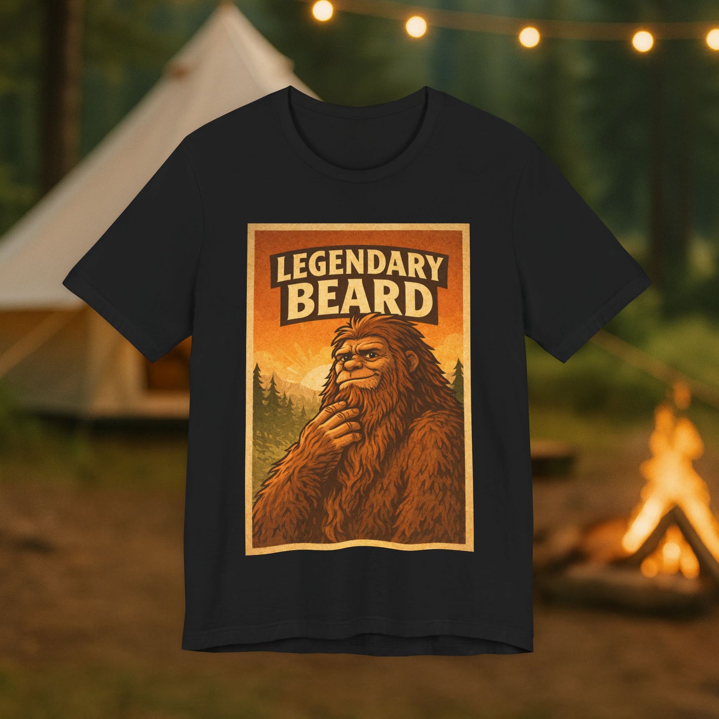 Legendary Beard T-Shirt — Vintage Sasquatch Camping Graphic Tee